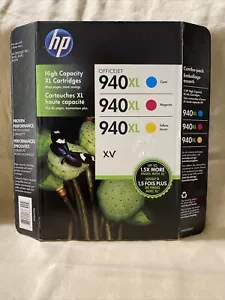 Paquete de 3 cartuchos de tinta originales HP 940XL cian/magenta/amarillo NUEVO caducado 3/2017 - Imagen 1 de 3