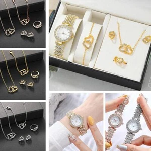 Juego de joyas de reloj de moda con diamantes de imitación de 5 piezas XHP AUN - Imagen 1 de 22