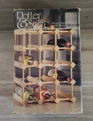 Potter & Smith 16 Bottle Solid Pine Bar & Wine Rack Expandable Modular Storage  - Image 1 of 4