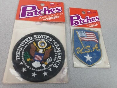 Vintage Voyager USA Iron- On Embroidered Patches Set Of 2 - New    (BR28) - Image 1 of 4
