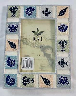 6" x 4"  RAJ Picture Photo Frame Sea Themed Mosaic Style - Image 1 of 4