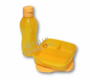 Juego de 2 botellas ecológicas y almuerzos divididos caja bento mango naranja - Imagen 1 de 2