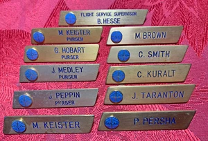 1960-70s PAN AM AMERICAN AIRWAYS Purser Stewardess NAME ID Badges - Picture 1 of 2