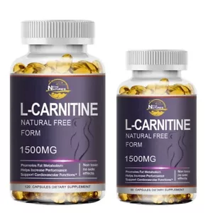 L-Carnitine Capsules 1500mg Strong Fat Burner Weight Loss Antioxidant 120 Pills - Picture 1 of 15