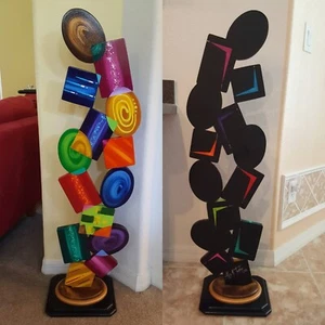 Contemporary Geometric Tumble Abstract Floor Sculpture, Unique 44x12 by Art69 - Picture 1 of 16