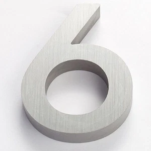 Sandleford EDGE NUMERAL "6" 100mm+ Concealed Fixing, BRUSHED ALUMINIUM*AUS Brand - Picture 1 of 1