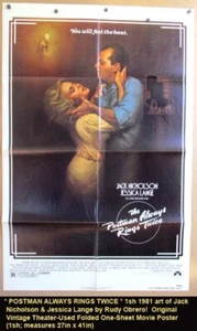 1981 POSTMAN ALWAYS RINGS TWICE Movie Poster Crime Film Noir - Picture 1 of 1