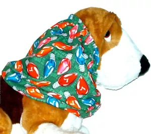 Dog Snood Green Nostalgic Retro Christmas Holiday Lights Cotton - Picture 1 of 2