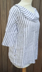 Lungo L Arno Womens Striped Top Blouse Size Medium Draped Neckline Charity Sale - Picture 1 of 6