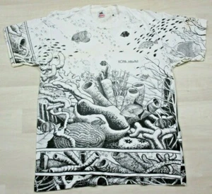 Vintage 1990 AOP Envoltura Puntada Única Estampado Completo (XL) Kona Hawaii Paisaje Marino - Imagen 1 de 10