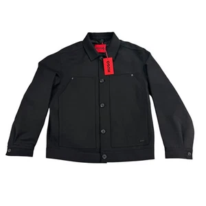 Hugo Boss Mens Regular Fit Patch Pockets Lightweight Lined Coat Black M - Picture 1 of 5