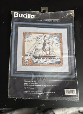 Bucilla Counted Cross Stitch Kit #41543 Maiden Voyage Masted Ship - Image 1 of 3