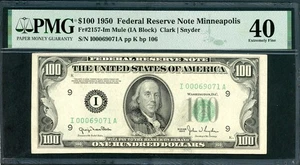 US FEDERAL RESERVE NOTE 1950 $100 FR# 2157-Im MULE CLARK-SNYDER PMG XF 40 A20 - Picture 1 of 2