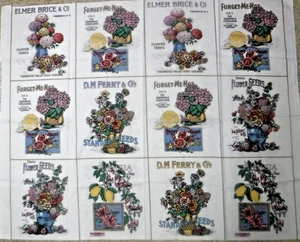 NEU STOFF Concord Joan Kessler 12 Blumen SAMEN PAKET 12"x10,5" Paneele cremeweiß - Bild 1 von 6