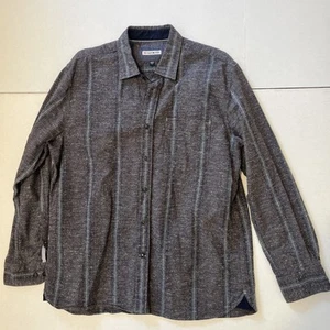32 Bar Blues Long Sleeve Button Up Collar Striped Gray Shirt Cotton Wool -Size L - Picture 1 of 7