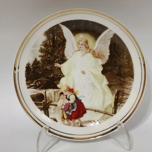 "Plato de porcelana con borde dorado de 6,5"" de colección de ángel de la guarda hecho en Japón" - Imagen 1 de 4