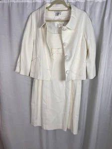 L.K. BENNETT Vestido Color Crema Sin Mangas Cambio con Chaqueta Algodón Talla 12 - Imagen 1 de 9