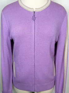 St.John Sport zip jacket purple green yellow white trim pockets NWOT XL logo - Picture 1 of 4