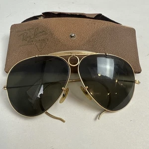 Vintage Ray Ban B&L 62mm 12K Gold Filled Bullet Hole Shooter Aviator Sunglasses - Picture 1 of 10