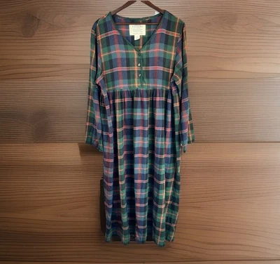 Camisón de franela country Victoria's Secret a cuadros vintage L Cottagecore modesto Foto 1 de 4