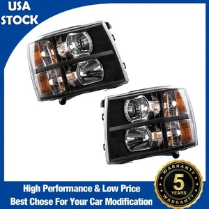 Headlight Assembly For Chevrolet Silverado 3500 HD 2007-2014 Clear Lens Amber - Bild 1 von 14