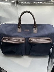 HOOK & ALBERT Blue Canvas Garment Weekender Duffle Bag - Picture 1 of 12