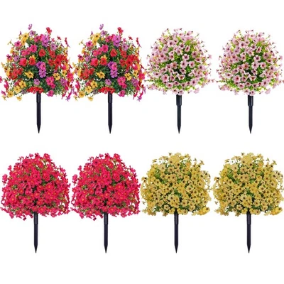 Plantas artificiales de boj de exterior con flores 2 piezas - 60 cm, para patio y jardín Foto 1 de 4