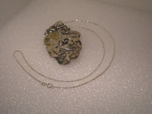 Silber Trachtencollier 925 XXL mit Achatplatte, Unikat-Vintage - Bild 1 von 12
