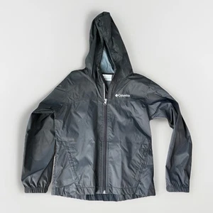 Columbia Boys Black Windbreaker Jacket Size S Hooded Full Zip - Picture 1 of 6