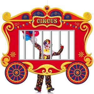 Decoraciones de fiesta de circo jaula de carnaval en forma de foto telón de fondo circo foto boo... - Imagen 1 de 2