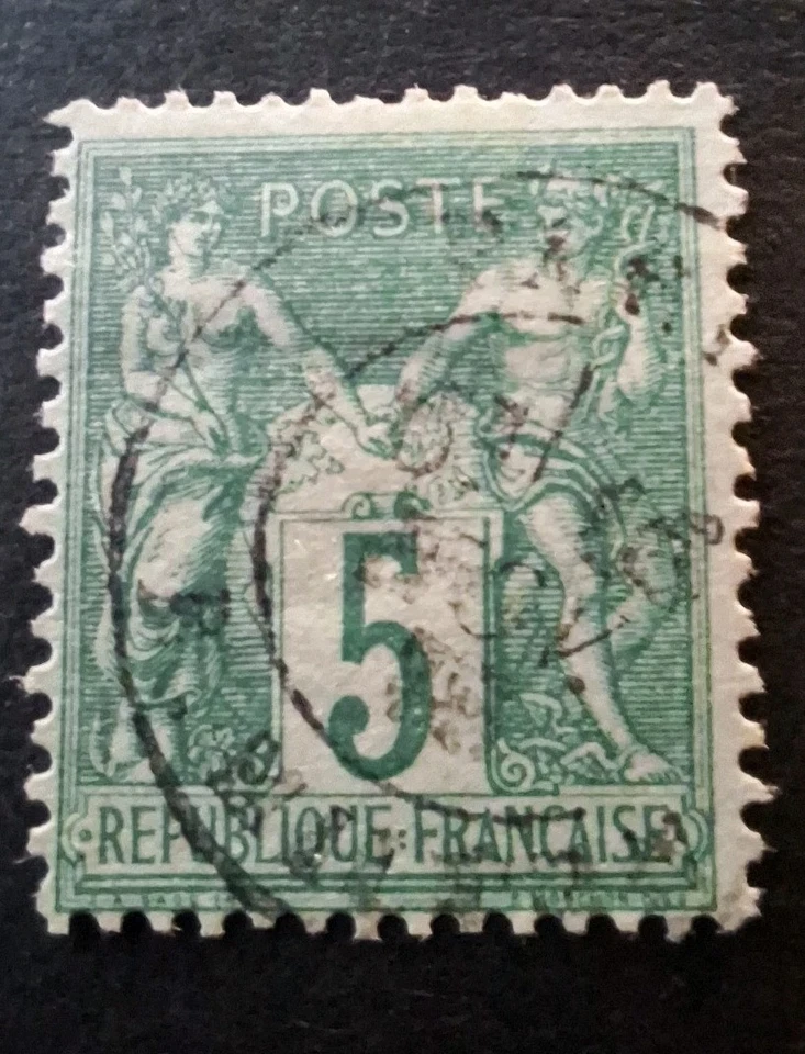 France 1876 No YT 65 5c Vert Oblitéré - Photo 1/1