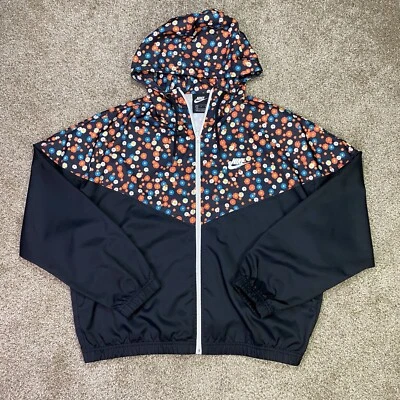 Chaqueta cortavientos Nike para mujer pequeña floral ligera con cremallera ropa deportiva Heritage Foto 1 de 4
