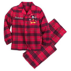Disney Store Mickey Mouse Plaid Pajama Set Holiday Boys Christmas No Name New
