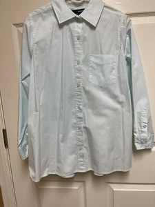 DENIM 24/7 Women's Size 14W Button Up Long Sleeve Shirt Collared Pocket Blue Top - Picture 1 of 5