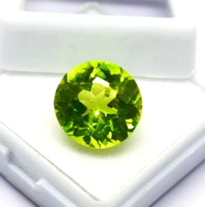 AAA Quality 10.25 CT Green Peridot Round Cut Certified Loose Gemstone - Picture 1 of 3