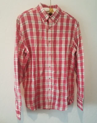 Camisa informal Massimo Dutti para hombre manga larga con botones roja/blanca a cuadros de lino Foto 1 de 4
