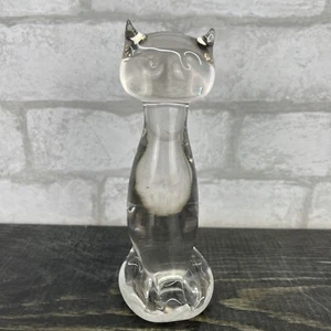 Vtg Hand Blown Glass Cat Paper Weight Decor 5 1/2” - Picture 1 of 10