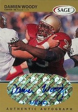 Damien Woody autographed Football Card (Boston College) 1999 SAGE #A50