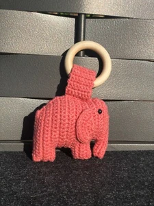 HANDMADE Crochet ELEPHANT Dangle Coral Stuffed Animals Amigurumi NEW TOY - Picture 1 of 9