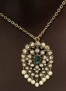 Amrita Singh Women's Pendant Necklace Gold Plated Red Resin Faux Pearl NWT - Picture 1 of 2