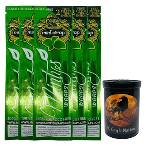 Minty's Organic Mint Wraps 5 Packs & Child Resistant Fresh Kettle - Picture 1 of 2