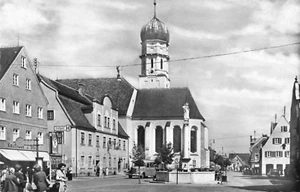 Postal Alemania Marienplatz con Iglesia de la Asunción de Santa María Schongau Baviera - Imagen 1 de 2