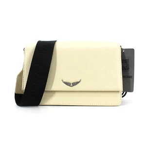 Zadig & Voltaire Lolita Wings Crossbody NEW Grained Leather Logo Black Strap Bag - Picture 1 of 8