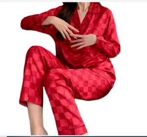 Red Silk Pajama Set - Picture 1 of 5
