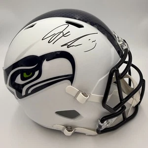 JAXON SMITH-NJIGBA SIGNED/AUTO'D SEAHAWKS FLAT WHITE FULL SIZE HELMET - FANATICS - Picture 1 of 10