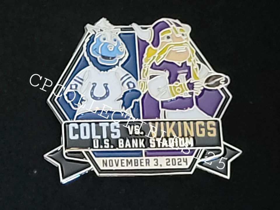 Indianapolis Colts VS Minnesota Vikings Game Day Pin 11/3/24 US Bank NO PACKAGE - Image 1 of 1