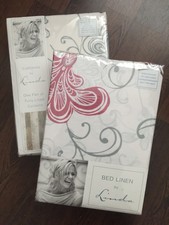 Linda Barker Parminder Grey Red Floral Double Duvet & Curtains Set 66” X 72”