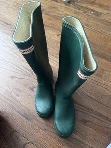 Hunter Kids Tall Rain Boots Green UK 4 US 5B/6G EU 37 - Picture 1 of 5
