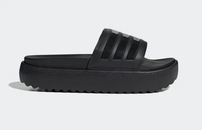 Adidas Mujer Adilette Plataforma Tobogán 'Triple Negro' - HQ6179 NUEVO CON ETIQUETAS Foto 1 de 4