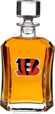 Decantador de vidro licenciado BENGALS NFL 26 oz uísque escocês vodka bebidas espirituosas Decantador - Imagem 1 de 4